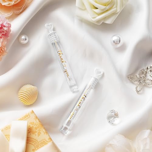 60 Count Wedding Mini Bubble for a Wedding Wands Bulk Heart Bubble Wand for Guests Send Off Party Supplies Valentine Anniversaries Celebration (Thank You)