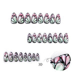 3D Butterfly Wings Press on Nails Green Gradient False Nails Black Curve Line Gel Glue on Nails Medium Almond Glossy Pink Ombre Acrylic Fake Nails Sparkly Powder Stick on Nail for Coquette Women 24Pcs