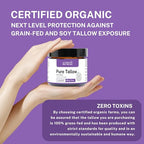 Certified Organic Beef Tallow with Organic Lavender for Sensitive Skin Cream. Delivers Intense Hydration for All Skin Types, Certified Grass-Fed by AGW, by Authentic Body And Soul (Lavender-4oz)