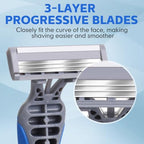 60 Pcs Disposable Razors for Men Bulk 3 Blade Disposable Razors Men's Disposable Razors Sensitive Skin Razor Long Blade Razors Disposable Head Razor for Hotel Spa Travel