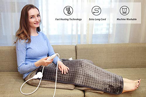 New 2023 Ruqiji 17''x33'' XXXL King Size Heating Pad with Fast-Heating Technology&6 Temperature Settings, Flannel Electric Heating Pad/Pain Relief for Back/Neck/Shoulders/Menstrual Pain/Leg Cramp