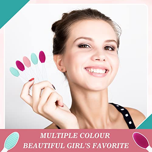 Patelai 24 Pcs Silicone Exfoliating Lip Brush with Container, Double Sided Silicone Lip Scrubber Soft Cleaning Brush Face Cleaning Applicator for Plump Smoother Lip Appearance(Pink, Green, Purple)