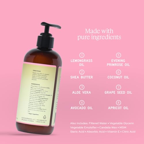 Aleavia Grapefruit Lemongrass Prebiotic Body Lotion – Lightly Scented, All-Natural Moisturizing Body Lotion with Organic Essential Oils – 12 Oz