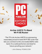 TP-Link AXE5400 Tri-Band WiFi 6E Router (Archer AXE75)- Gigabit Wireless Internet for Gaming, VPN, OneMesh, WPA3