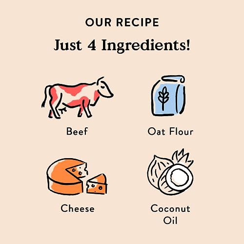 Bocce's Bakery Oven Baked Say Moo Treats for Dogs, Everyday Wheat-Free Dog Treats, Made with Real Ingredients, Baked in The USA, All-Natural Beef & Cheddar Biscuits, 5 oz