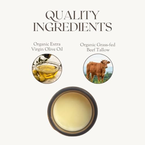 Grass-fed Beef Tallow Balm | Organic Skin Care | Handmade Natural Lotion | 2 fl oz (Unscented)
