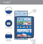 EVERYDAY KIDS Toddler Nap Mat with Removable Pillow -Fire Police Rescue- Carry Handle Fastening Straps Closure, Rollup Design, Soft Microfiber for Preschool, Daycare, Sleeping Bag -Ages 2-6 years