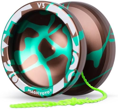 MAGICYOYO V3 Responsive Yoyo Professional Dual Purpose Metal Yoyo for Kids Beginners & Adults, Includes Replacement Bearing, 12 Strings, Removal Tool, Axle, & Case (Brown Green)