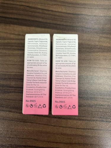 Hydrating Lip Glow Oil - 2PCS Tinted Moisturizing Lip Gloss Plumping Long-Lasting Shiny Fruit Flavor Lip Stain, 0.10 Fl Oz (Raspberry&Peony)
