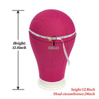 Bileaf 24 Inch Poly Canvas Block Wig Mannequin Head With Stand Pink Styling Manikin Head Set Display Canvas Wig Head with Mount Holes(Rosy Head)