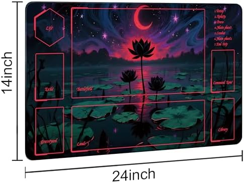 MTG Playmat TCG Playmat -Includes Storage Bag and 14 Dice-Experience Top-Tier Quality and Edge-Locking Waterproof and Non-Slip Mat! (playmat with, Lotus Flower)