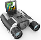 ZZSTAR 12x32 Binoculars for Adults, Large View, Portable High Powered Binoculars with Camera, FMC & BAK4 Prism Lens, 2" LCD Display 5MP 1080P Video Photo Recorder for Bird Watching Sport, Silver