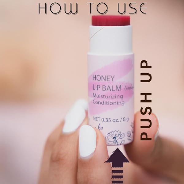 Organic Honey Lip Balm - 100% Grassfed Beef Tallow Chapstick for Women, Natural Raw Honey & Argan Oil - Ultra Moisturizing, Conditioning, Chemical Free - 3 Pack (3x0.28 oz) Tinted