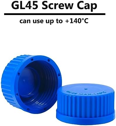 ALWSCI 500ml Graduated Glass Round Media Storage Bottle with blue GL45 Screw Cap, 3.3 Borosilicate Glass, Wide Mouth Lab Reagent Bottle, Pack of 1