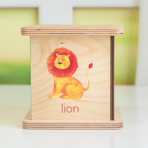 Wooden Piggy Bank for Kids and Adults, Personalized Gift Handmade in USA by BloomOwl, Custom Piggy Bank, Personalized Banks for Kids, Gifts for Baby Boys and Girls (Safari)
