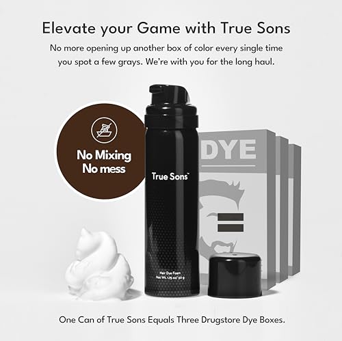 True Sons Hair Dye Foam for Men - Natural Look - Effortless, Multi-Use Dye Kit with Instant Color Booster Applicator, Ammonia-Free Formula For Sensitive Skin, Simpler Hair Dye(3 Bottles, Dirty Blonde)