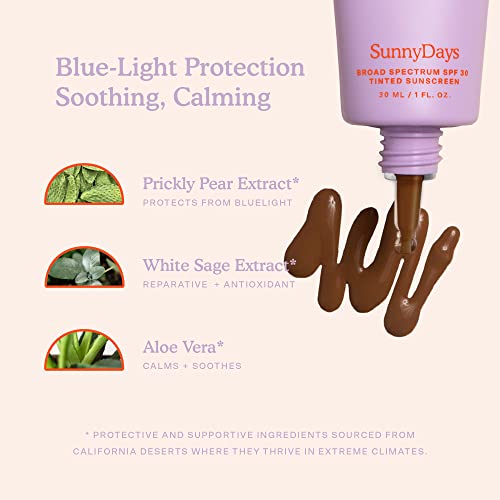 Tower 28 Beauty SunnyDays SPF 30 Tinted Mineral Sunscreen For Sensitive Skin - 2-in-1 Facial Broad Spectrum UVA/UVB Protection + Foundation - Shade 60 THIRD ST - Deep with Neutral Undertones, 1 Fl Oz
