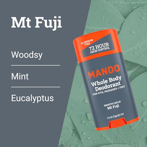 Mando Whole Body Deodorant For Men - Smooth Solid Stick - 72 Hour Odor Control - Aluminum Free, Baking Soda Free, Skin Safe - 2.6 ounce (Pack of 2) - Mt Fuji