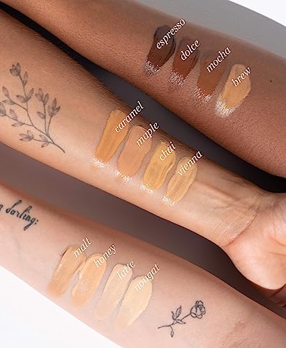 Ere Perez - Natural Oat Milk Liquid Foundation | Breathable, Buildable, Med-Full Coverage, Dewy | Peach Extract, Vitamin E | Vegan, Cruelty-Free, Clean Beauty (Brew | golden neutral, 1 fl oz | 30 ml)