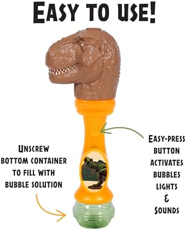 Little Kids Jurassic World Light and Sound Musical Bubble Wand, Includes Bubble Solution