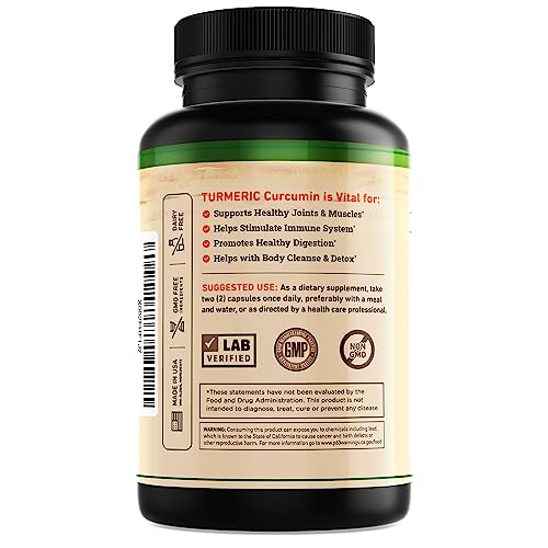 Nature's Base Turmeric and Ginger Supplement - with Curcumin, Apple Cider Vinegar & BioPerine Black Pepper Extract - 95% Curcuminoids - 60 Capsules