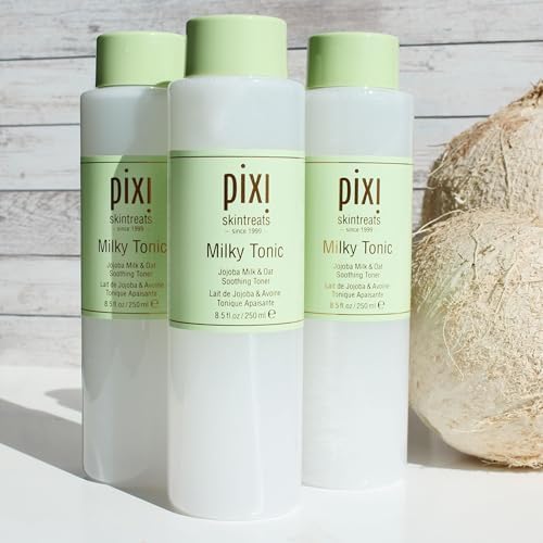 Pixi Milky Tonic, Calming & Hydrating Pads Containing Jojoba Milk, Infused with Oat Extract to Soothe, Alcohol-Free Daily Nourishing Toner, 3.4 fl oz/ 100 mL