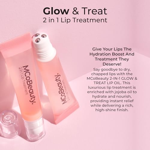 MCoBeauty 2-in-1 Glow & Treat Lip Oil, Berry, Hydrating Tint for Luscious Lips, Vegan, Cruelty Free Cosmetics