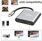 Selore&S-Global USB C to Dual HDMI Adapter 4K @60hz, Type C to HDMI Converter for MacBook Pro Air 2020/2019/2018,LenovoYoga 920/Thinkpad T480,Dell XPS 13/15/17,etc
