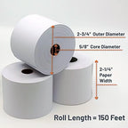 Victor 7050 Compact White Paper Rolls for Handheld and Portable Printing Calculators/Adding Machines/Ink Print Cash Registers 2.25” W x 150' FT (3-Pack)