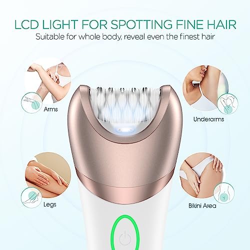 VOYOR Epilator for Women, 3 in 1 Epilator Hair Removal for Women, Epilators Hair Remover for Leg Arm with 30 Tweezers, Rechargeable & Cordless Electric Lady Shaver & Trimmer BM300 (Champagne Gold)