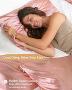 Yanibest Satin Pillowcase, King Size Pillow Cases Set of 2 - Silk Pillow Cases for Hair and Skin with Zipper, Silk Pillow Cases King for 20"x40", Exquisite Packaging for Women Men