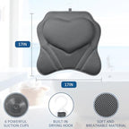 LuxStep Bath Pillow-Bathtub Pillow with Air Mesh Fabric & 6 Non-Slip Suction Cups, Bath Pillows for Tub Head, Neck and Back Support, Bath Accessories Spa Gifts, Grey