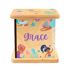 Wooden Piggy Bank for Kids and Adults, Personalized Gift Handmade in USA by BloomOwl, Custom Piggy Bank, Personalized Banks for Kids, Gifts for Baby Boys and Girls (Mermaid)