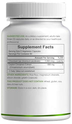 Ceylon Cinnamon with Chromium 1000mcg, 240 Capsules | Active Inner Bark Extract, True Sri Lanka Source | Natural Cinnamon Supplements