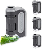 Carson MicroBrite Plus 60x-120x Power LED Lighted Pocket Microscope - Set of 4 (MM-300MU),Black/Grey