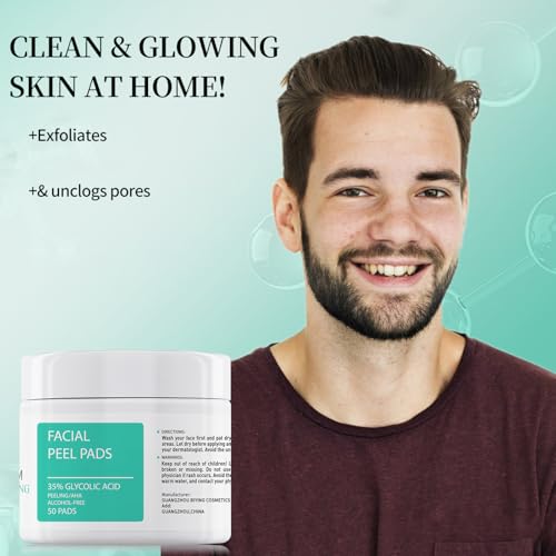 Glycolic Acid Toner Pads 35% AHA Facial Resurfacing Exfoliate Salicylic Acid Exfoliating Face Wipes Chemical Peel Exfoliant Peeling Pads for Beauty Fine Lines Wrinkles 50 Pads