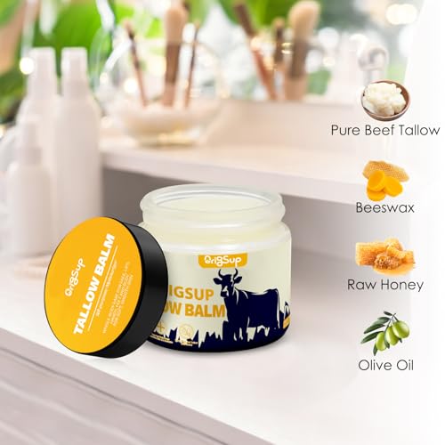 Chialing Beef Tallow Balm for Skin Care - All Natural Moisturizing Body Oil with Honey and Beeswax - Tallow from Grass-Fed Cows – Beef Tallow Moisturizer,-Made in USA (2.0 Oz)