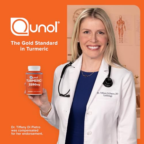 Qunol Turmeric Curcumin 2250mg, Black Pepper Extract for Enhanced Absorption, Supports Healthy Inflammation Response and Joint Health, Dietary Supplement, Vegetarian Formula, 90 Capsules