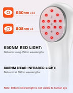 Holsn Red Light Therapy Infrared Light Tharepy, Red Light Device for Bodypain Relief, Joint, Muscle & Tissue 14 * 650nm + 3 * 808nm
