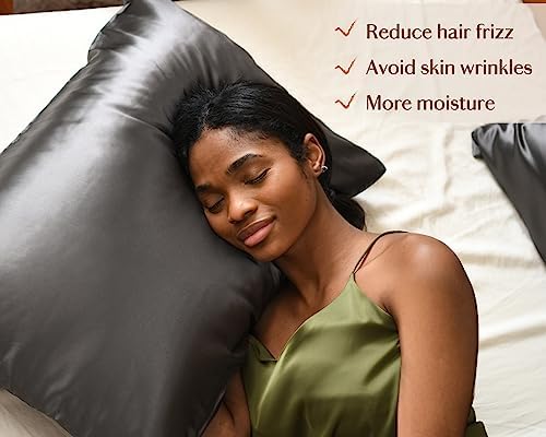 Yanibest Satin Pillowcase, Silk Pillow Cases for Hair and Skin with Zipper, Standard Pillow Cases Set of 2 for 20"x26", Exquisite Packaging for Women Men