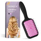 Vented Detangling Brush for Curly Thick Hair, Wave-Shaped Bristles for Scalp Massage, Anti-Tangle Hairbrush for Women, Men and Teens, Purple