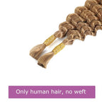 27# Deep Wave Braiding Human Hair Honey Blonde Bulk Human Hair for Braiding Deep Curly Hair for Micro Boho Braids Crochet Human Hair for Bohemian Box Braids100 Grams (2 of 50g)18 inch