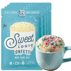 Sweet Logic Keto Mug Cake Mix - Confetti - Just Add Water - Low Sugar - Gluten-Free - High Protein - Low Carb - Dairy Free - Diabetic-Friendly Sweets - Natural Ingredients (4 Pack)