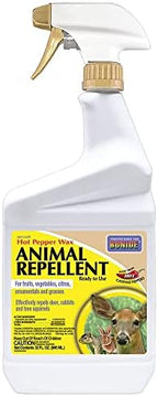 Bonide Hot Pepper Wax Animal Repellent, 32 oz Ready-to-Use Spray for Deer, Squirrels, Rabbits in Lawn & Garden