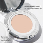 2aN Gleaming Tension Cushion Foundation Pact, Korean Cushion Foundation Makeup, Lightweight & Buildable Coverage with Ceramides and Centella Asiatica (#27 Soft Amber, 0.45 oz)
