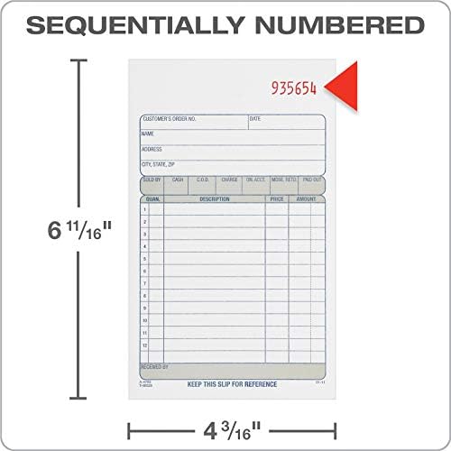 Adams Sales Order Books, 2-Part, Carbonless, White/Canary, 4-3/16" x 7-3/16", Bound Wraparound Cover, 50 Sets per Book, 3 Pack (DC4705-3)