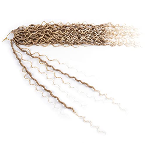 Goddess Locs Crochet Hair 22 Inch Boho River Locs Hippie Locs Wavy Crochet With Curly Hair In Middle And Ends Braids Hair Extensions (8Packs,22 inch, T27/613)