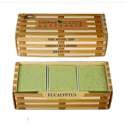 Eucalyptus Scented Natural Soap Bars (6 Bars), 3.5oz Moisturizing French Triple Milled Soap Bars Enriched with Shea Butter - Pure Plant Oil Bath & Body Soap Bars