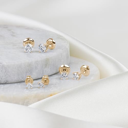 Amazon Essentials 0.25 to 1 Carat IGI Certified Solitaire Lab Grown Diamond Stud Earrings for Women in 14k Gold - 4 Prong Round Cut (G-H Color, VS1-VS2 Clarity) - Gold Stud Earrings - Stud Earrings for Women