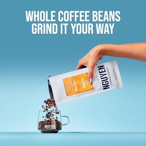 Nguyen Coffee Supply - Hanoi Robusta: Dark Roast Premium Whole Coffee Beans, Vietnamese Single Origin, Direct Trade, Low Acid with High Caffeine Content, Roasted in Brooklyn [12 oz Bag]